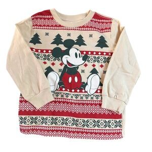 Tagless Sensory Friendly Kids Disney Mickey Mouse Christmas Long Sleeve Shirt 4T